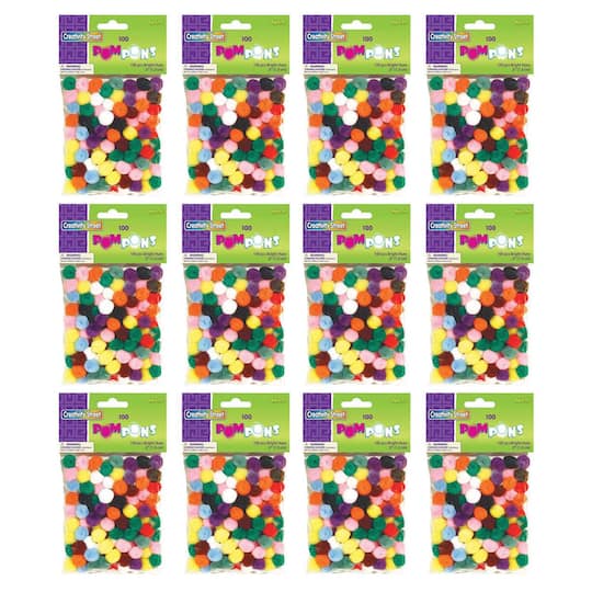 4 Packs: 12 Packs 100 ct. (4,800 total) Creativity Street® 1/2" Bright Hues Pom Poms